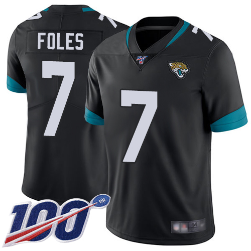 Nike Jacksonville Jaguars 7 Nick Foles Black Team Color Men Stitched NFL 100th Season Vapor Limited Jersey